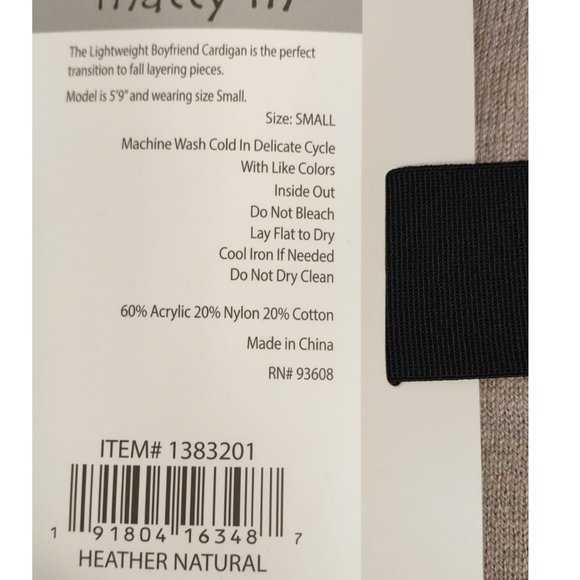 Matty M Women Boyfriend Cardigan-- Heather Natural - Picture 6 of 6